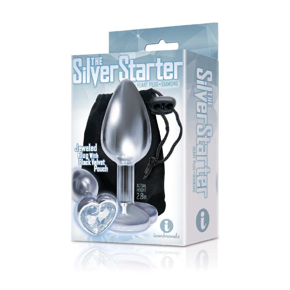 The 9's The Silver Starter Bejeweled Heart Stainless Steel Plug Diamond | 847841026116 | Discreet Personal Wellness