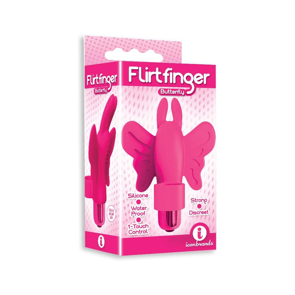 The 9's Flirt Finger Butterfly Finger Vibrator Pink | 847841026703 | Discreet Personal Wellness