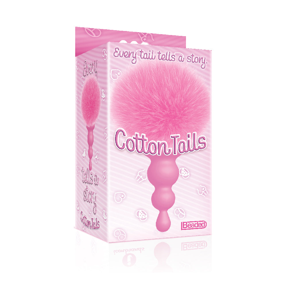 The 9's Cottontails Silicone Bunny Tail Butt Plug Beaded Pink | 847841026888 | Discreet Personal Wellness