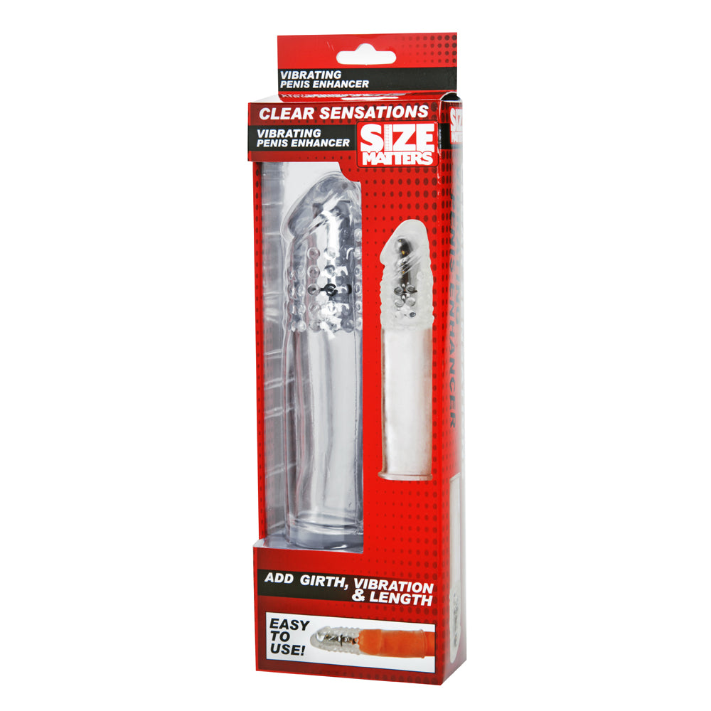 Size Matters Clear Sensations Vibrating Penis Enhancer | 848518018526 | Discreet Personal Wellness