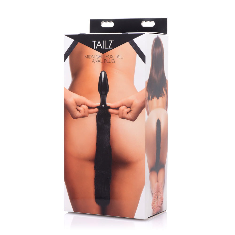 Tailz Midnight Fox Glass Butt Plug With Tail | 848518018892 | Discreet Personal Wellness
