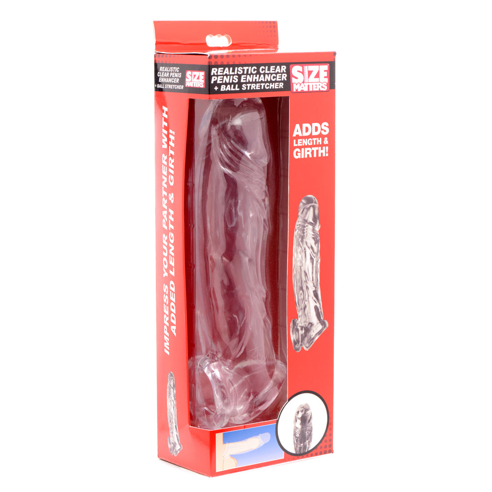 Size Matters Realistic Clear Penis Enhancer + Ball Stretcher | 848518030511 | Discreet Personal Wellness