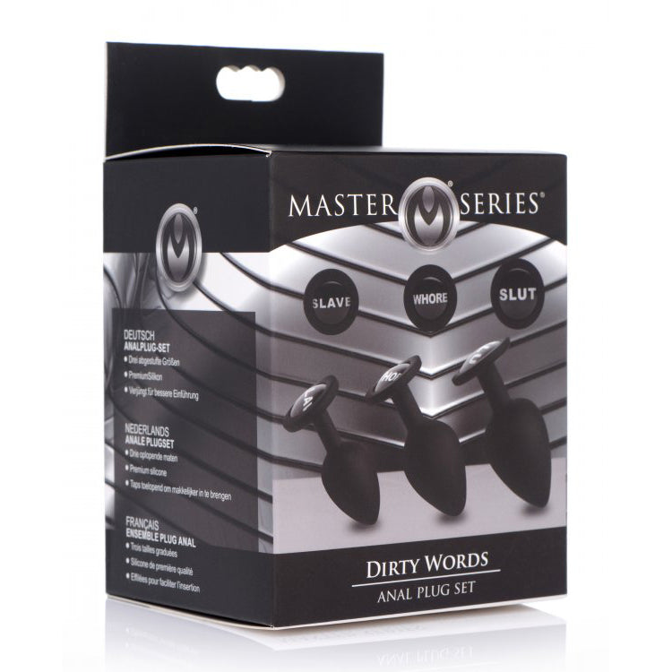 Master Series Dirty Words Silcone Anal Plug Set | 848518032218 | Discreet Personal Wellness