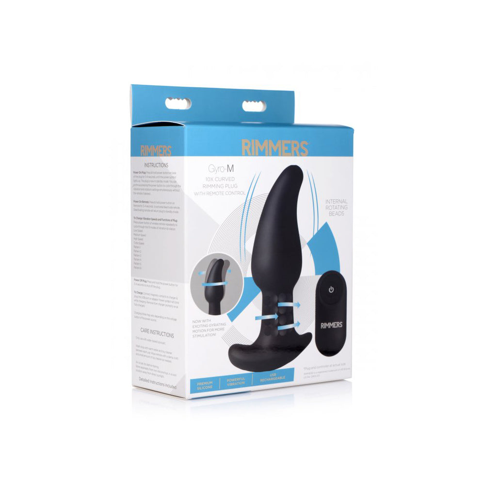 Rimmers Gyro-M 10X Curved Rimming Plug With Remote Control | 848518034878 | Discreet Personal Wellness