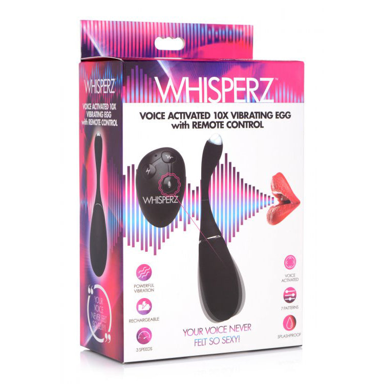 Whisperz Voice Activated 10X Vibrating Egg With Remote Control | 848518036827 | Discreet Personal Wellness