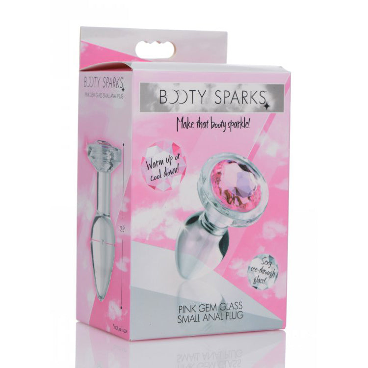 Booty Sparks Pink Gem Glass Anal Plug Small | 848518037343 | Discreet Personal Wellness