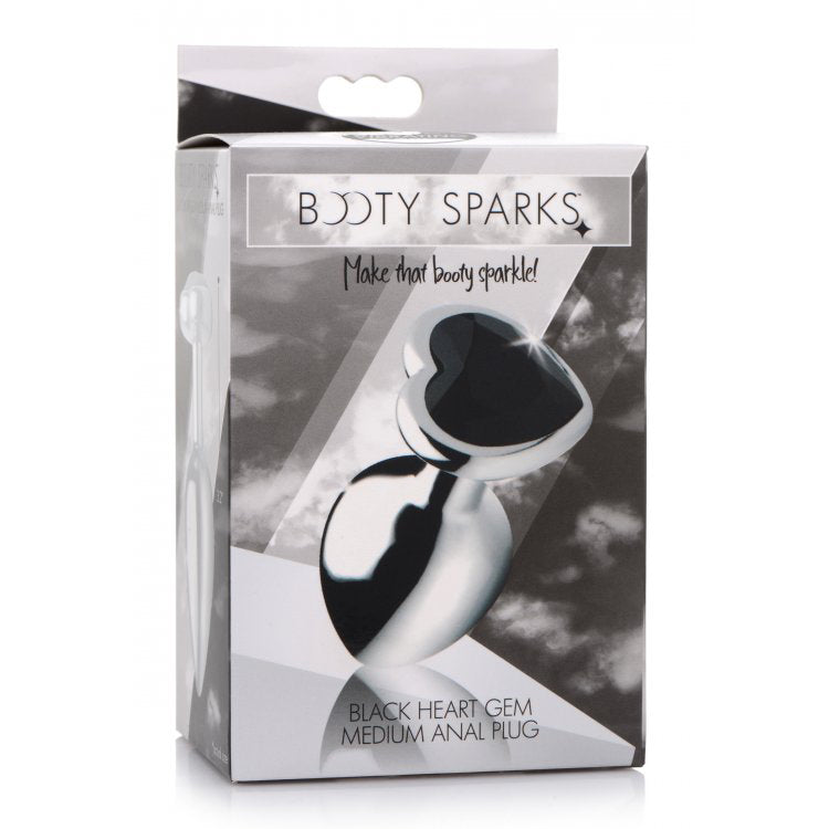 Booty Sparks Black Heart Gem Medium Anal Plug | 848518037961 | Discreet Personal Wellness