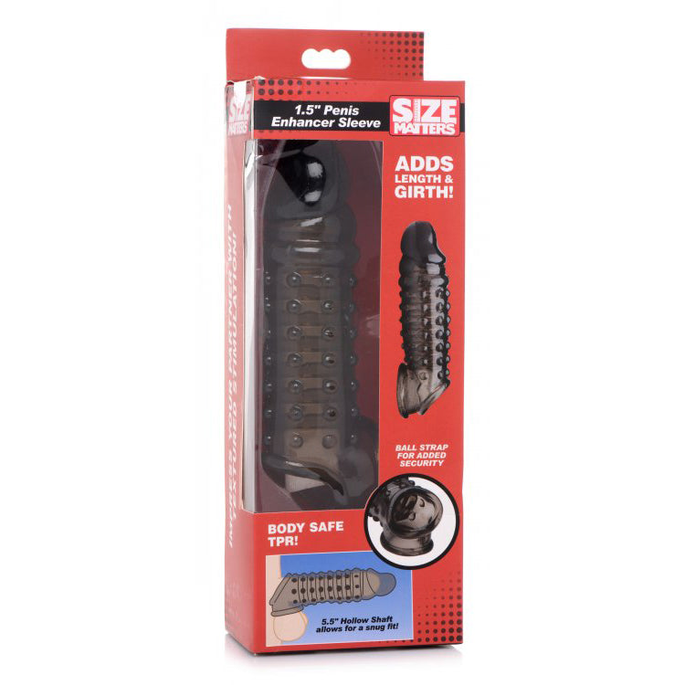 Size Matters 1.5" Penis Enhancer Sleeve Smoke | 848518039927 | Discreet Personal Wellness