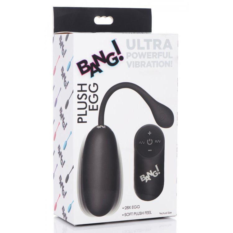 Bang! 28X Plush Egg & Remote Control Black | 848518040084 | Discreet Personal Wellness