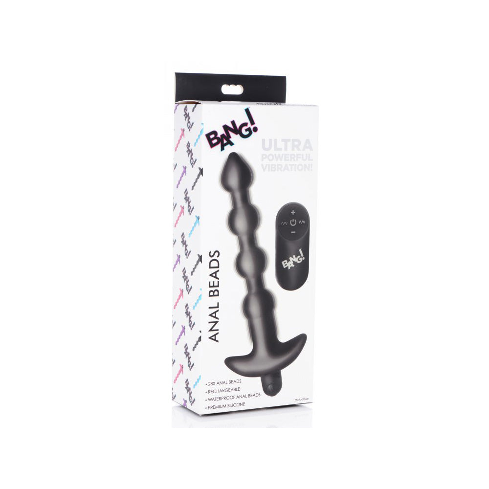 Bang! Vibrating Silicone Anal Beads & Remote Control Black | 848518041821 | Discreet Personal Wellness