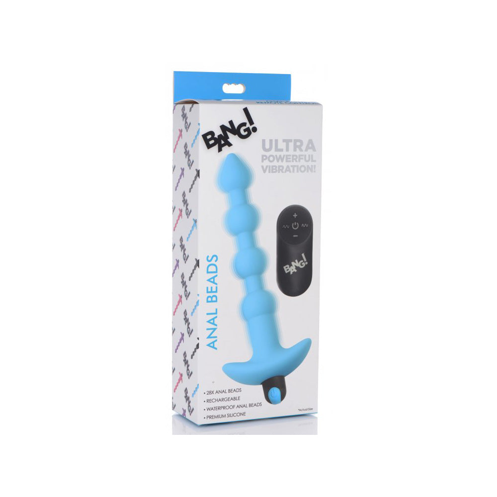 Bang! Vibrating Silicone Anal Beads & Remote Control Blue | 848518041838 | Discreet Personal Wellness
