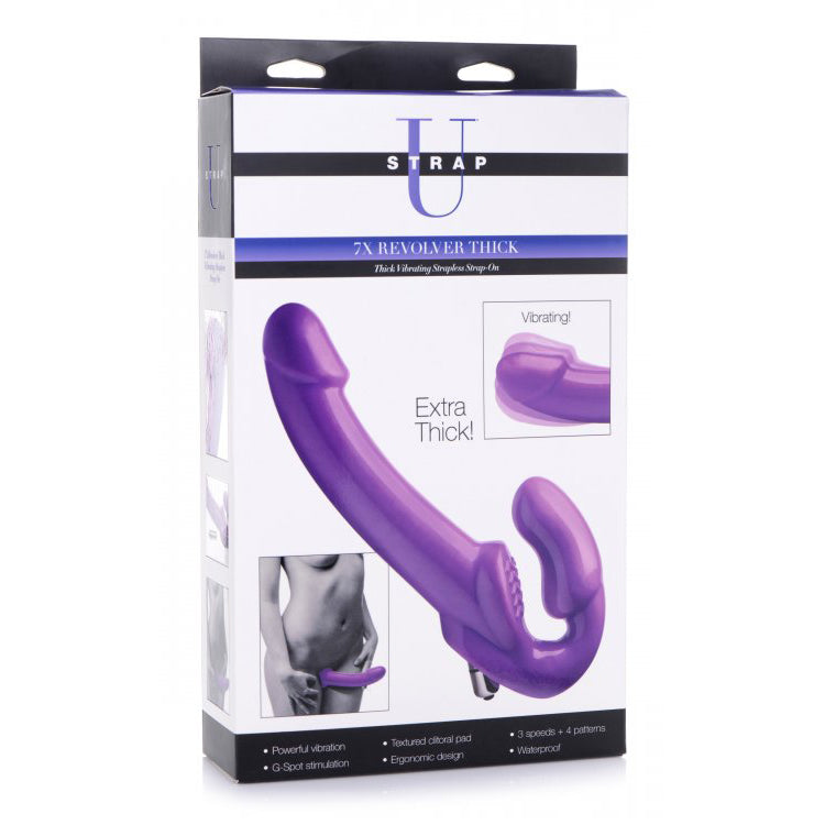 Strap U 7X Revolver Thick Vibrating Strapless Strap-On Purple | 848518042262 | Discreet Personal Wellness