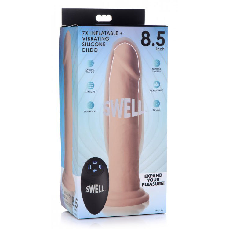 Swell 7X Inflatable And Vibrating Remote Control Silicone Dildo 8.5" | 848518042316 | Discreet Personal Wellness