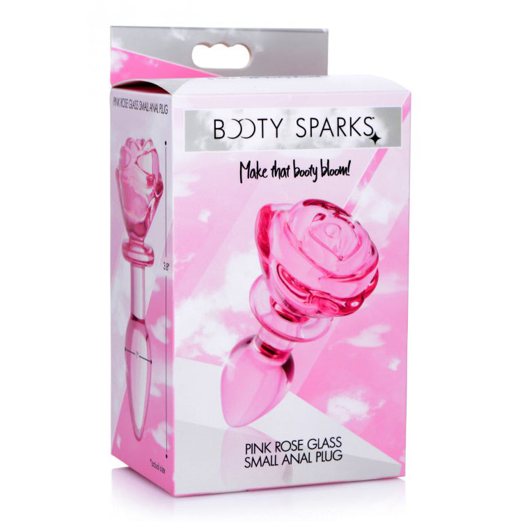 Booty Sparks Pink Rose Glass Small Anal Plug | 848518042385 | Discreet Personal Wellness