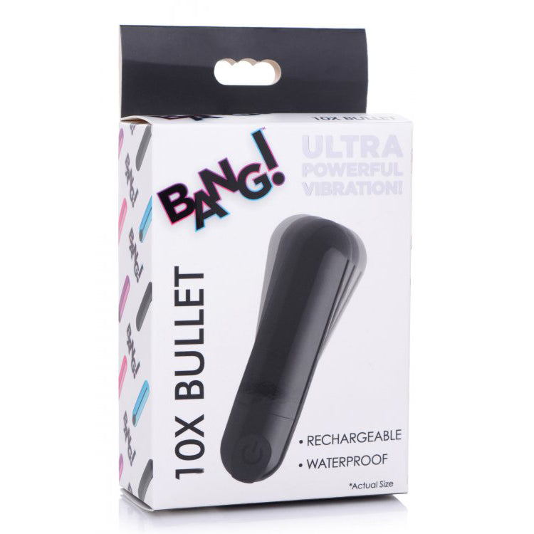 Bang! 10X Rechargeable Vibrating Metallic Bullet Black | 848518042514 | Discreet Personal Wellness