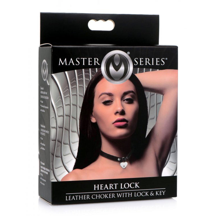Master Series Heart Lock Choker With Keys Black | 848518044587 | Discreet Personal Wellness