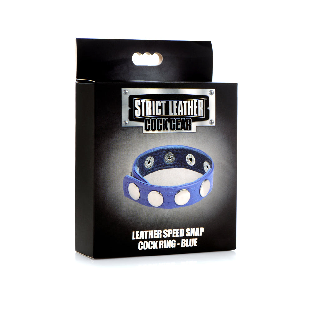 Strict Leather Penis Gear Leather Speed Snap Penis Ring Blue | 848518045560 | Discreet Personal Wellness
