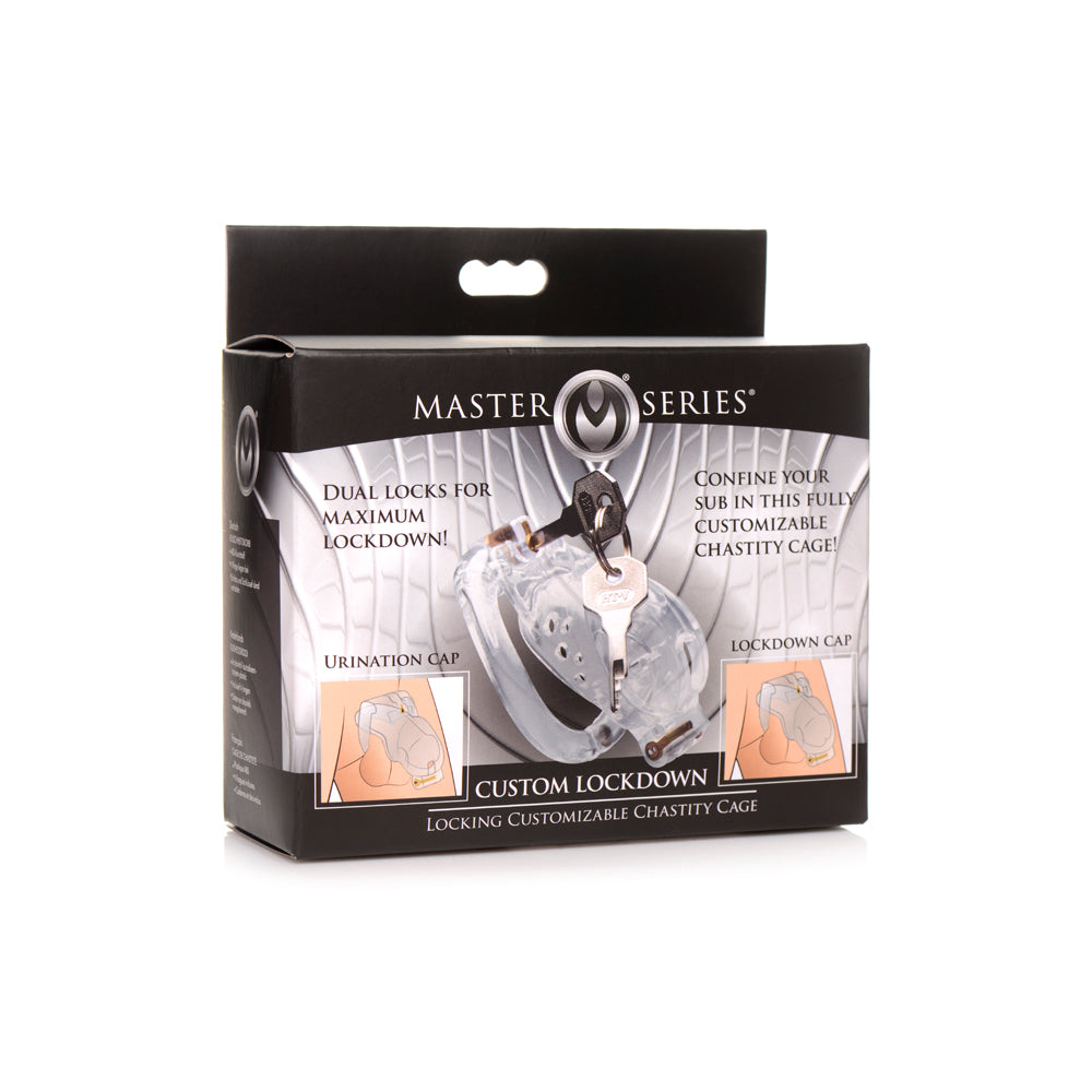 Master Series Ms Custom Lockdown Locking Customizable Chastity Cage Clear | 848518046314 | Discreet Personal Wellness