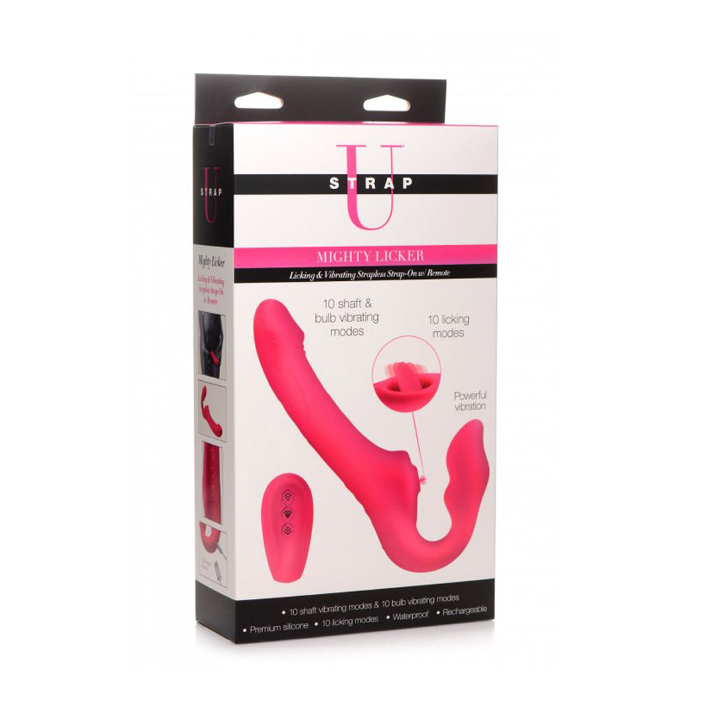 Strap U Mighty Licker Licking & Vibrating Strapless Strap-On W/ Remote | 848518046611 | Discreet Personal Wellness