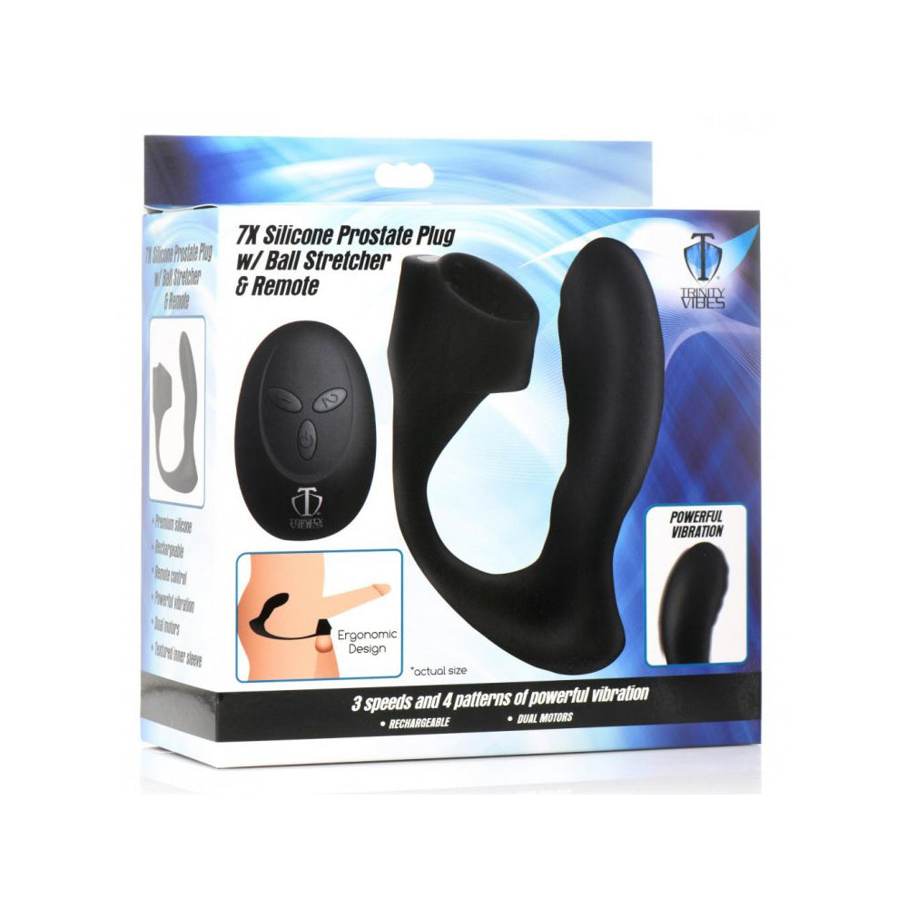 Trinity Men 7X Silicone Prostate Plug W/ Ball Stretcher & Remote | 848518046635 | Discreet Personal Wellness