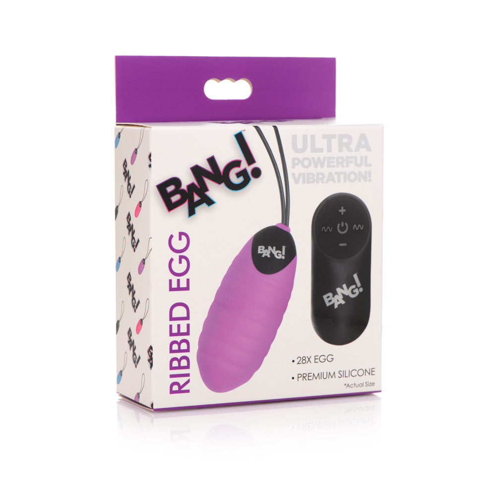 Bang! 28X Ribbed Silicone Egg Purple | 848518047335 | Discreet Personal Wellness