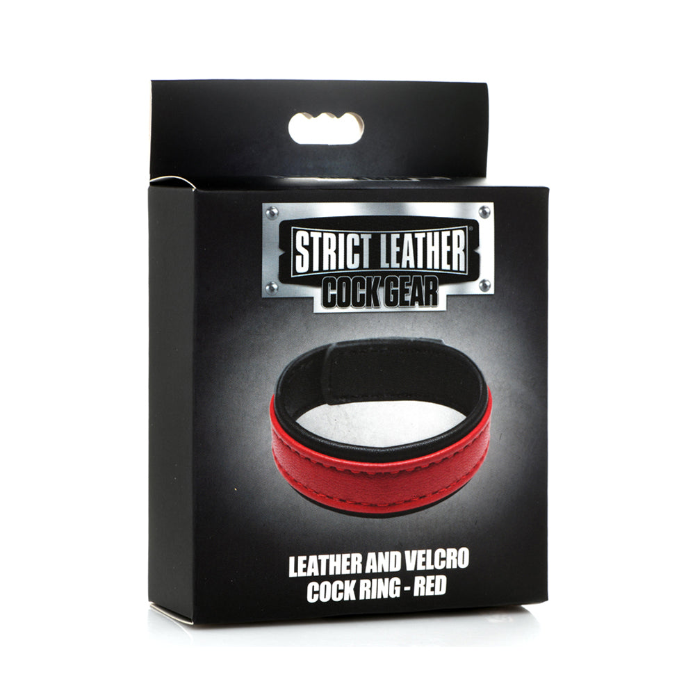 Strict Leather Penis Gear Velcro Leather Penis Ring Red | 848518048431 | Discreet Personal Wellness