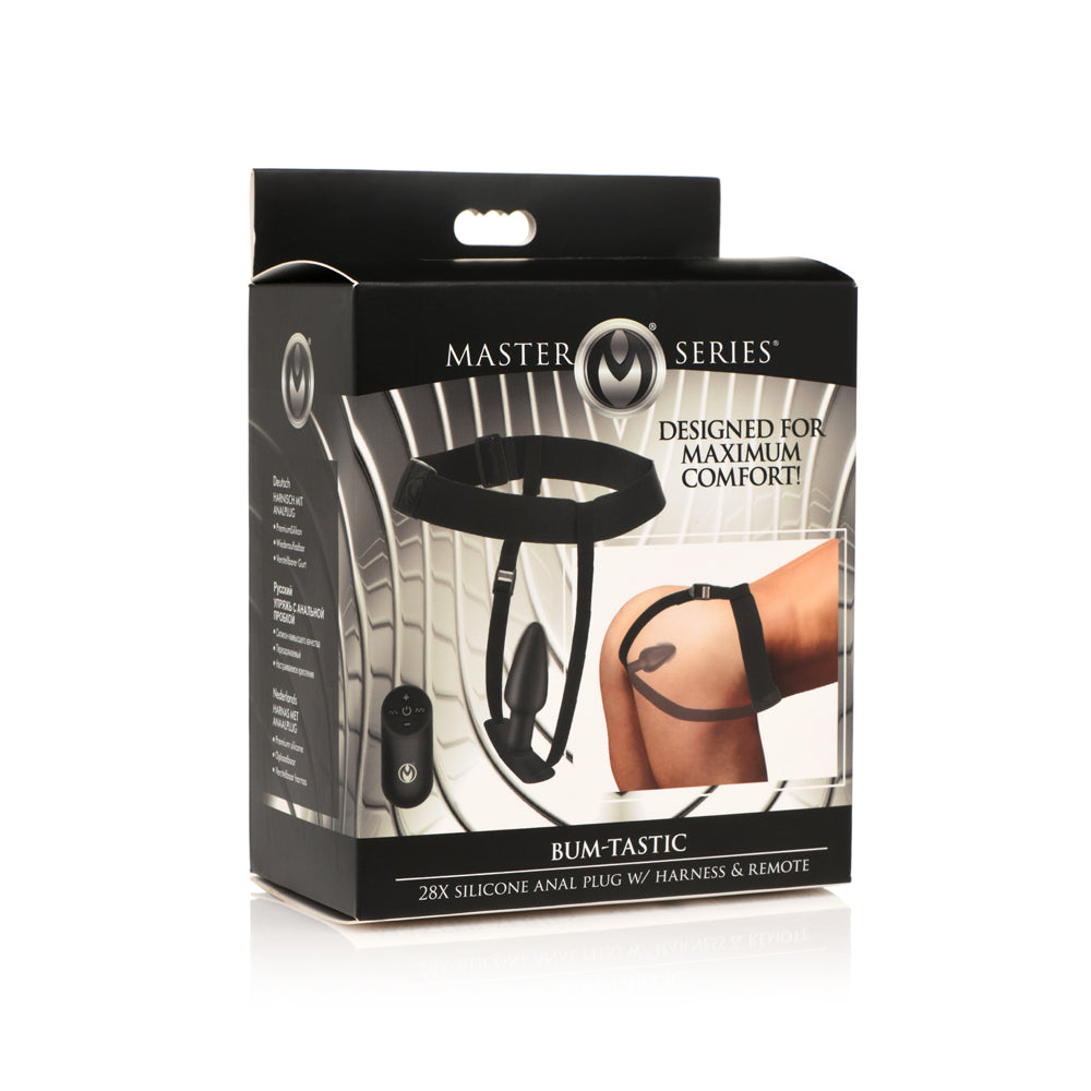 Master Series Bum-Tastic 28X Silicone Anal Plug W/ Harness & Remote Control | 848518048851 | Discreet Personal Wellness