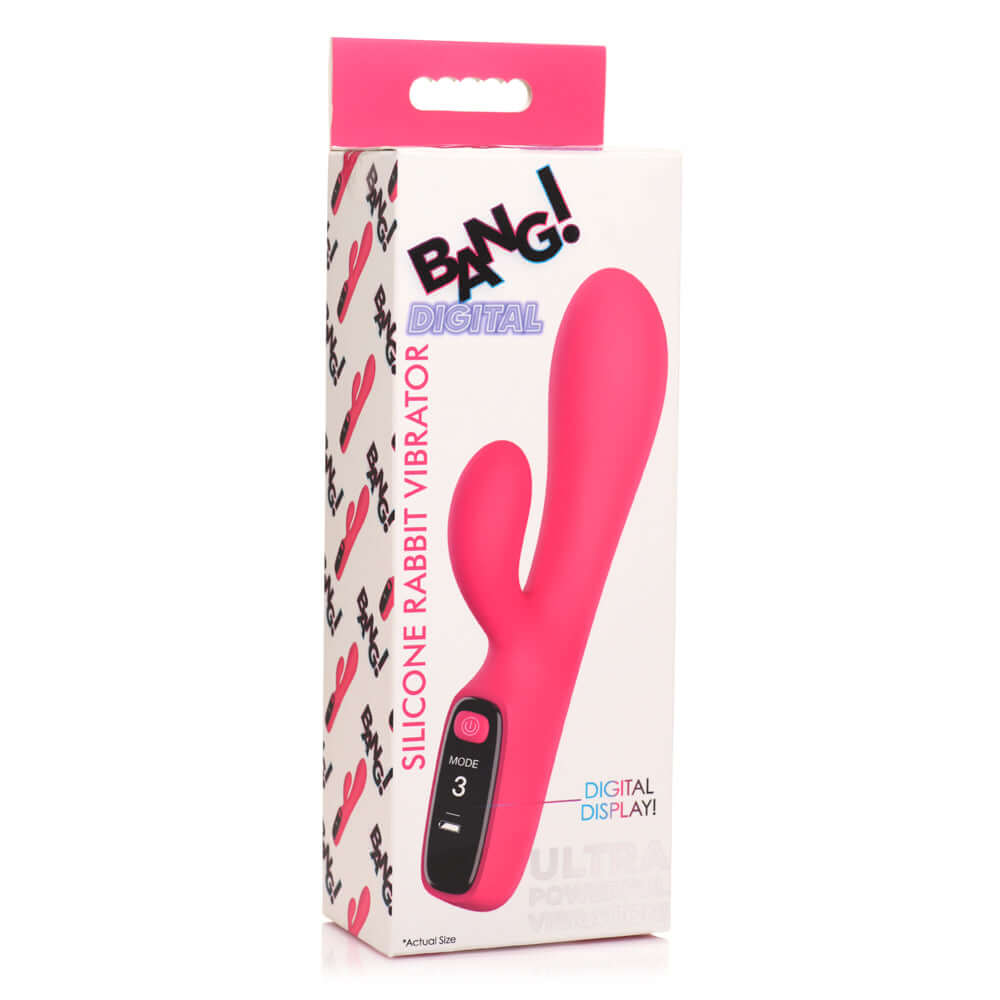 Bang! Digital Silicone Rabbit Vibrator Pink | 848518055323 | Discreet Personal Wellness