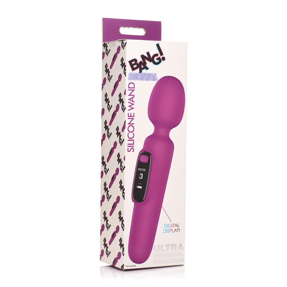 Bang! Digital Vibrating Silicone Wand Purple | 848518055330 | Discreet Personal Wellness