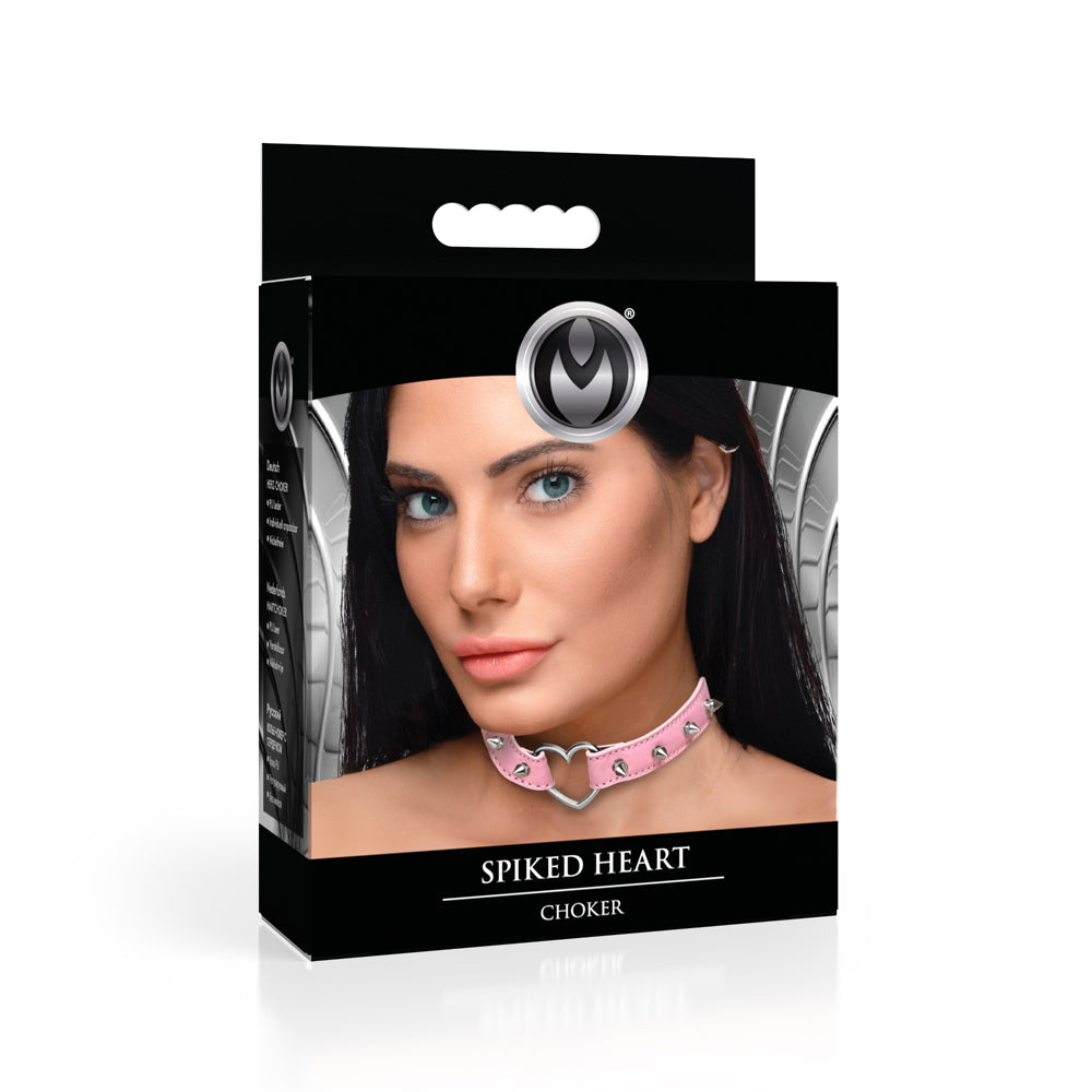 Master Series Spiked Heart Choker Pink | 848518056344 | Discreet Personal Wellness