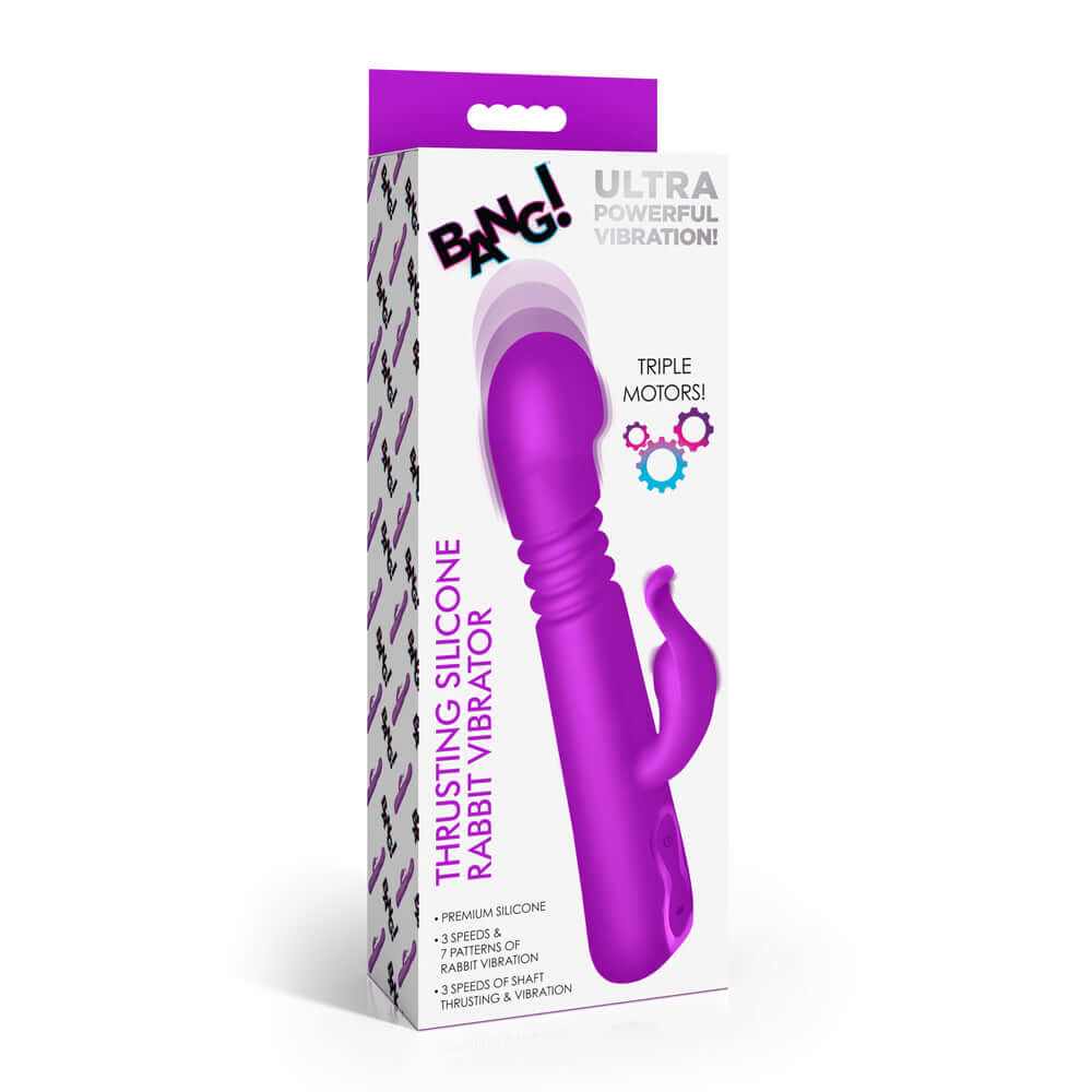 Bang! Thrusting Silicone Rabbit Vibrator | 848518057037 | Discreet Personal Wellness