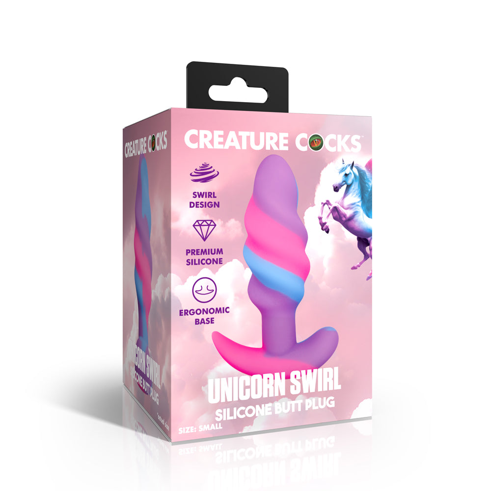 Creature Penis Unicorn Swirl Silicone Butt Plug Small | 848518059284 | Discreet Personal Wellness