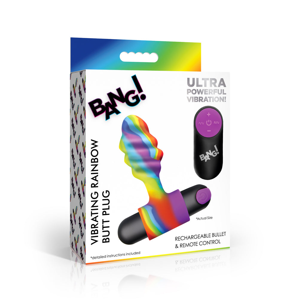 Bang! Vibrating Rainbow Butt Plug | 848518059338 | Discreet Personal Wellness