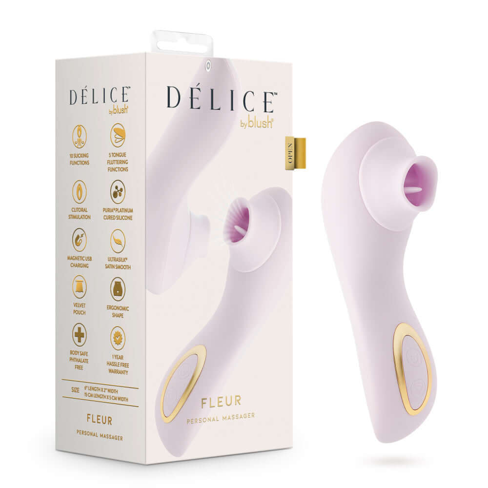 Delice Fleur Clitoral, Fluttering & Suction Personal Massager Barely Purple | 850002870541 | Discreet Personal Wellness