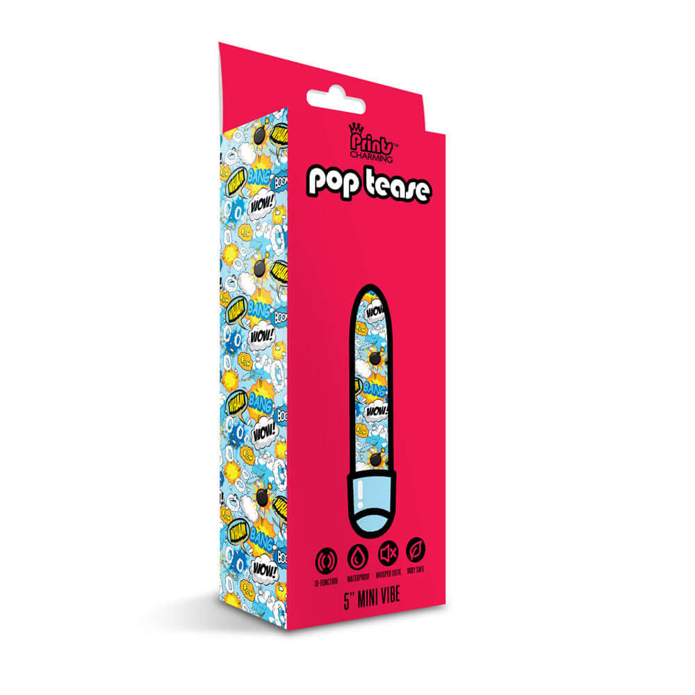 Prints Charming Pop Tease 5" Mini Vibe Bang Blue | 850010096162 | Discreet Personal Wellness