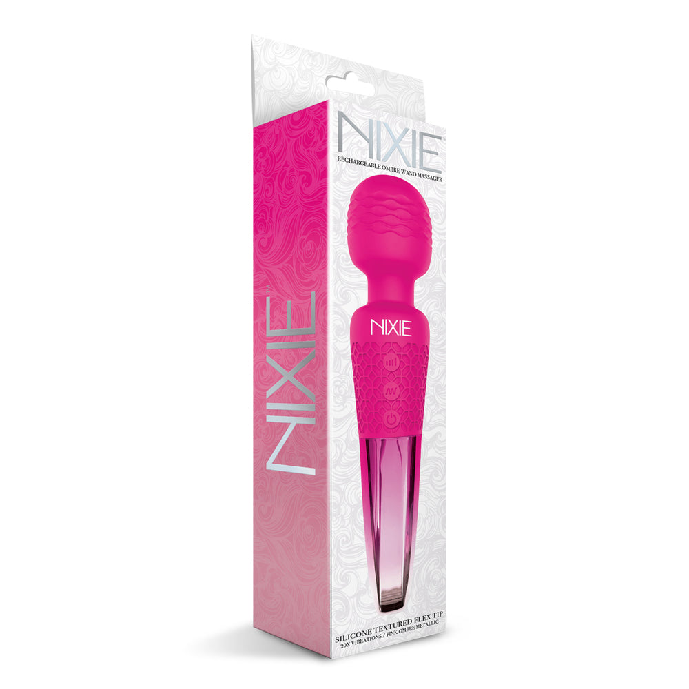 Nixie Rechargeable Wand Massager Pink Ombre | 850010096919 | Discreet Personal Wellness