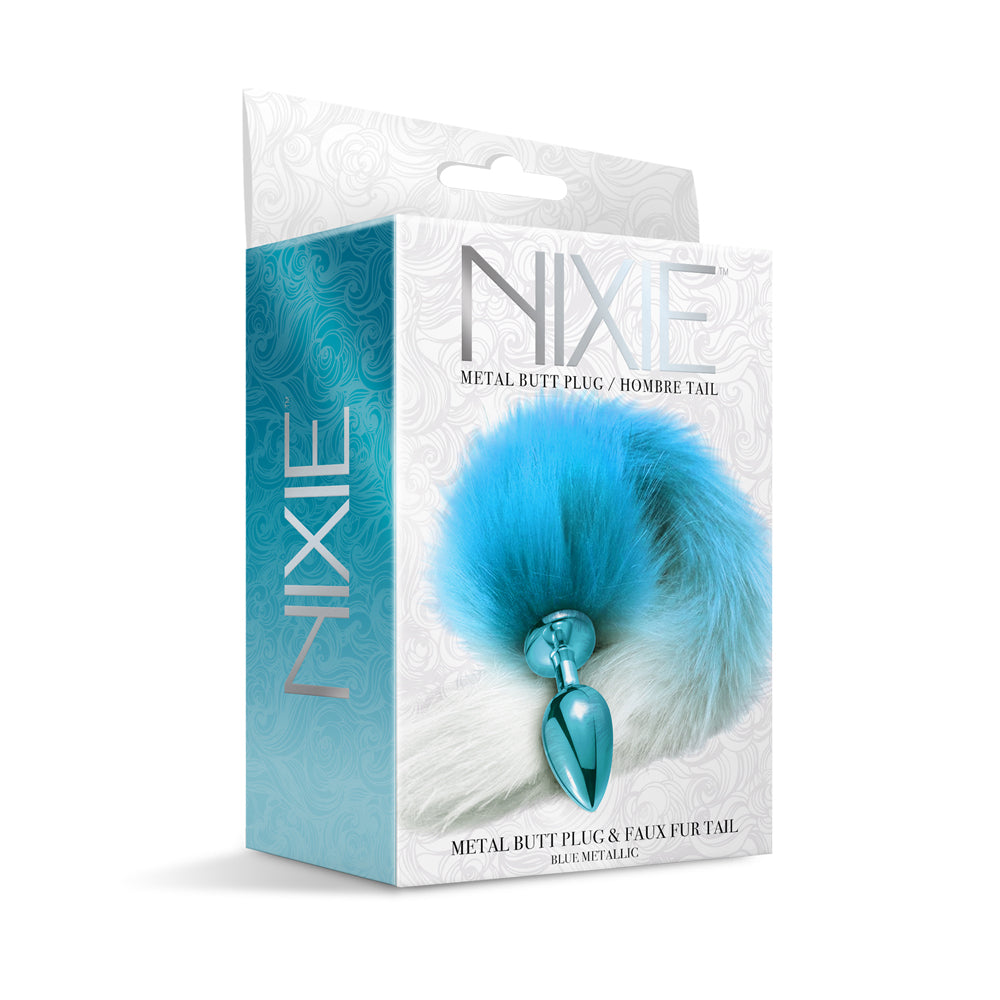 Nixie Metal Butt Plug With Ombre Tail Blue Metallic | 850010096971 | Discreet Personal Wellness