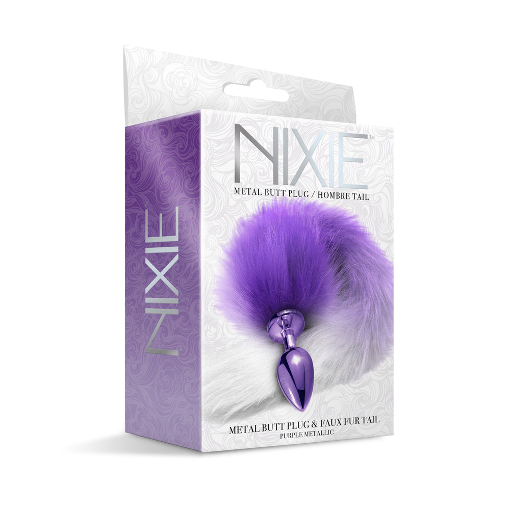 Nixie Metal Butt Plug With Faux Fur Ombre Tail Medium Purple Metallic | 850010096988 | Discreet Personal Wellness