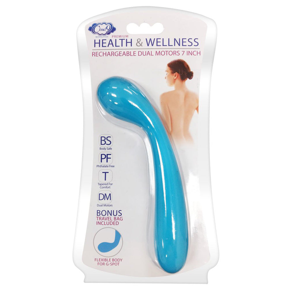 Cloud 9 Health & Wellness Rechargeable G-Spit Slim 7" Dual Motors Aqua Blue | 850013016211 | Discreet Personal Wellness
