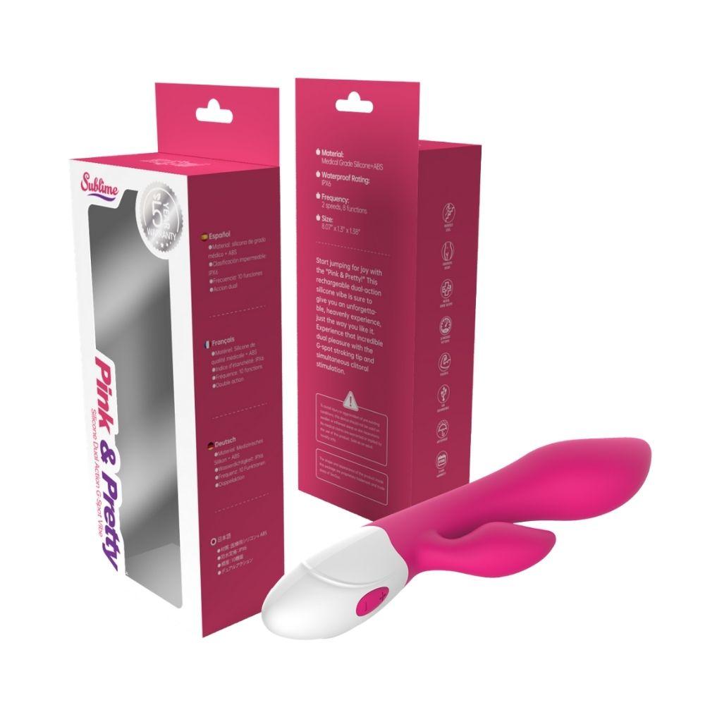 Sublime Pink & Pretty Silicone Dual Action G-Spot Vibe Pink | 850017269118 | Discreet Personal Wellness