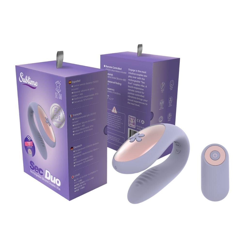 Sublime Sec Duo Rechargeable Silicone Couples Vibe Lilac | 850017269200 | Discreet Personal Wellness