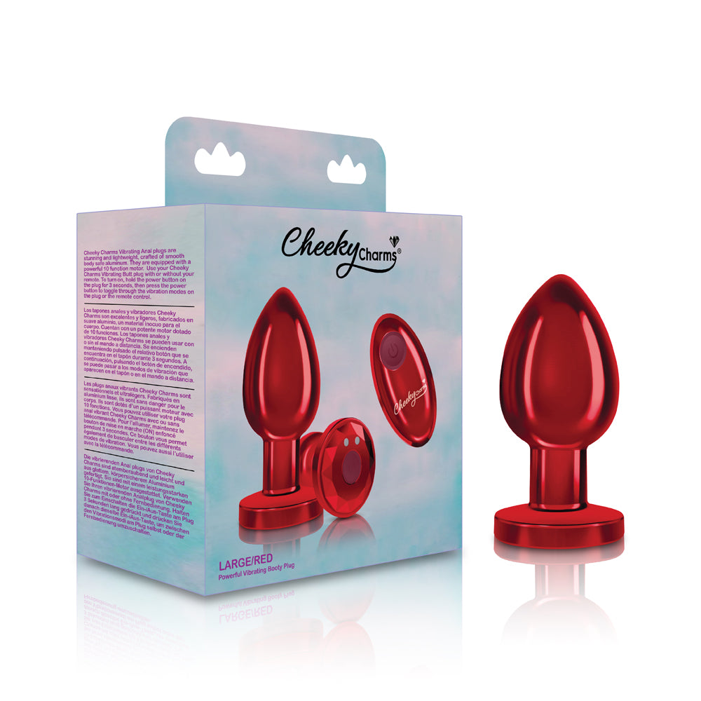 Cheeky Charms Vibrating Butt Plug Red Large | 850018691536 | Discreet Personal Wellness