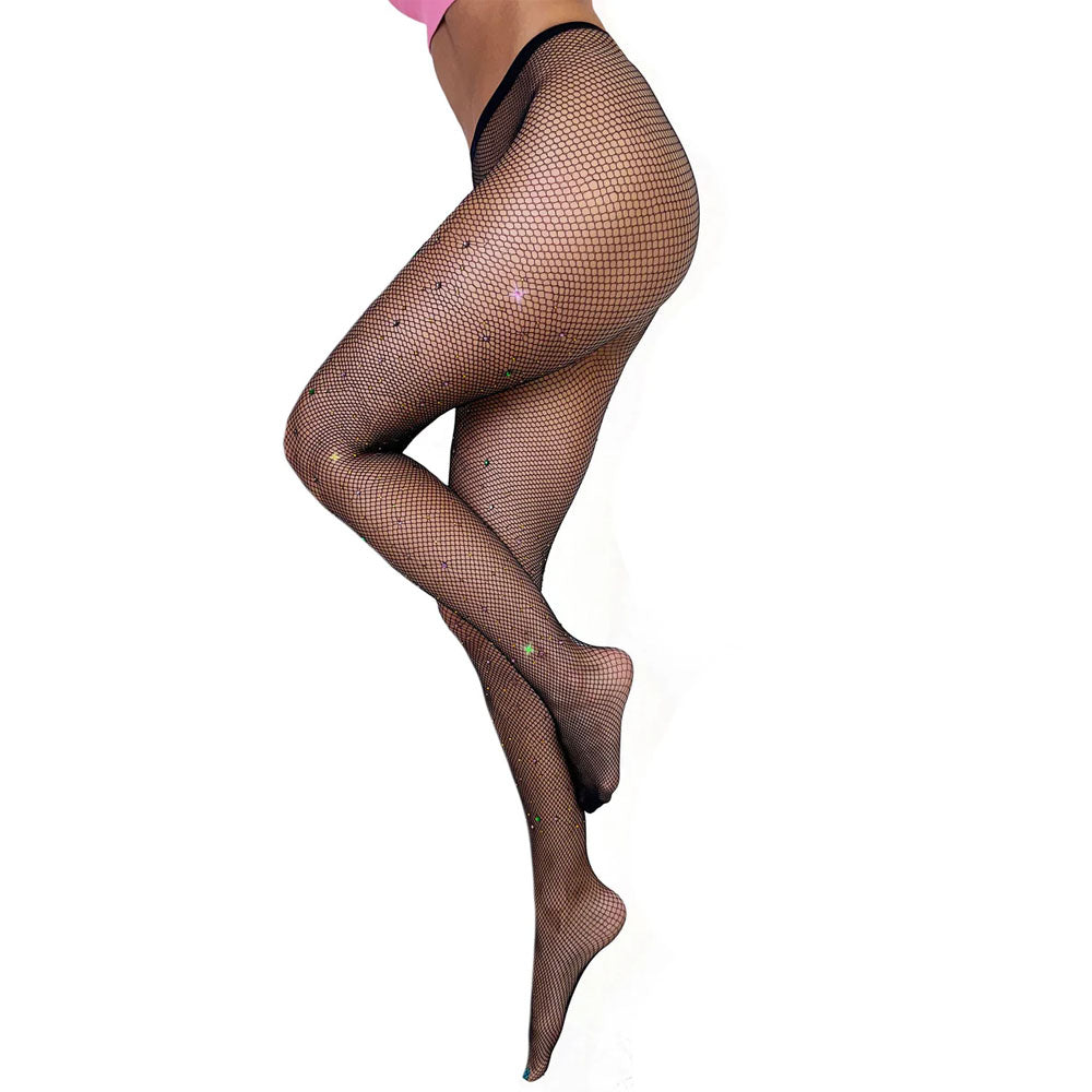 Black Rhinestone Mardi Gras Tights Size C | 850066172230 | Discreet Personal Wellness