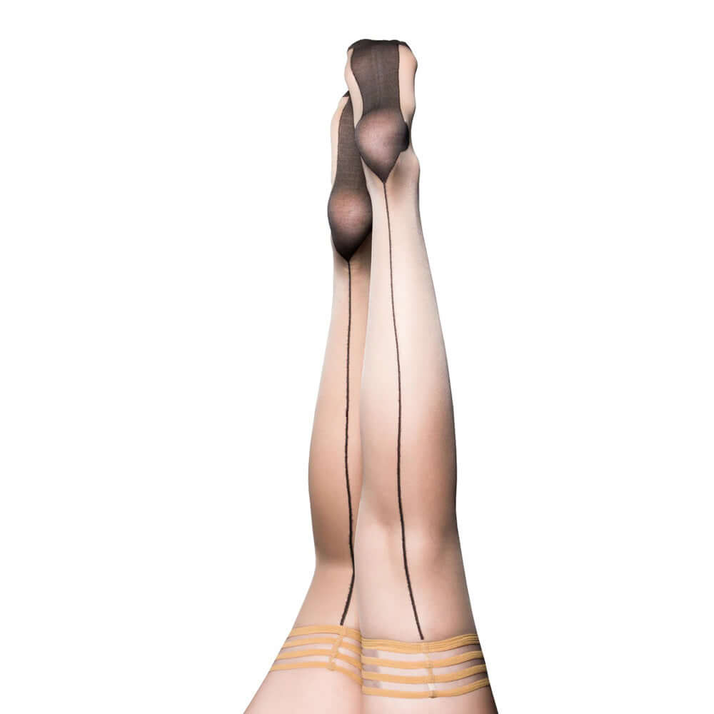 Ruby Nude With Black Back Seam Cuban Heel Size B | 852531004664 | Discreet Personal Wellness