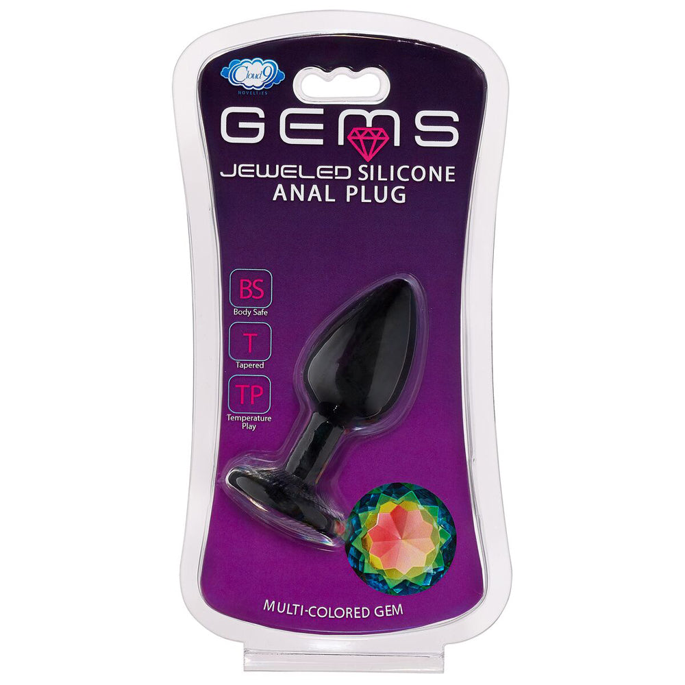 Cloud 9 Gems Black Silicone Anal Plug Small | 853545008068 | Discreet Personal Wellness