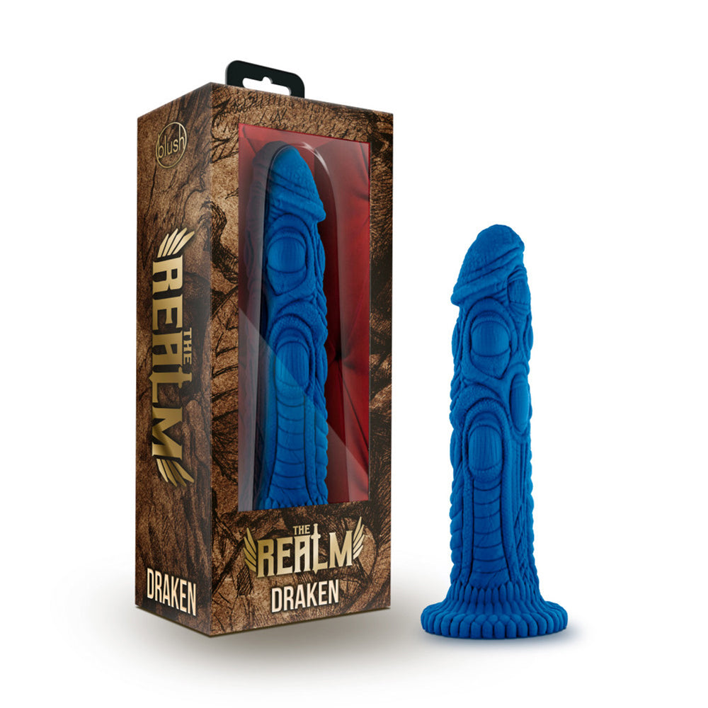 The Realm Draken Lock On Dildo Blue | 853858007802 | Discreet Personal Wellness