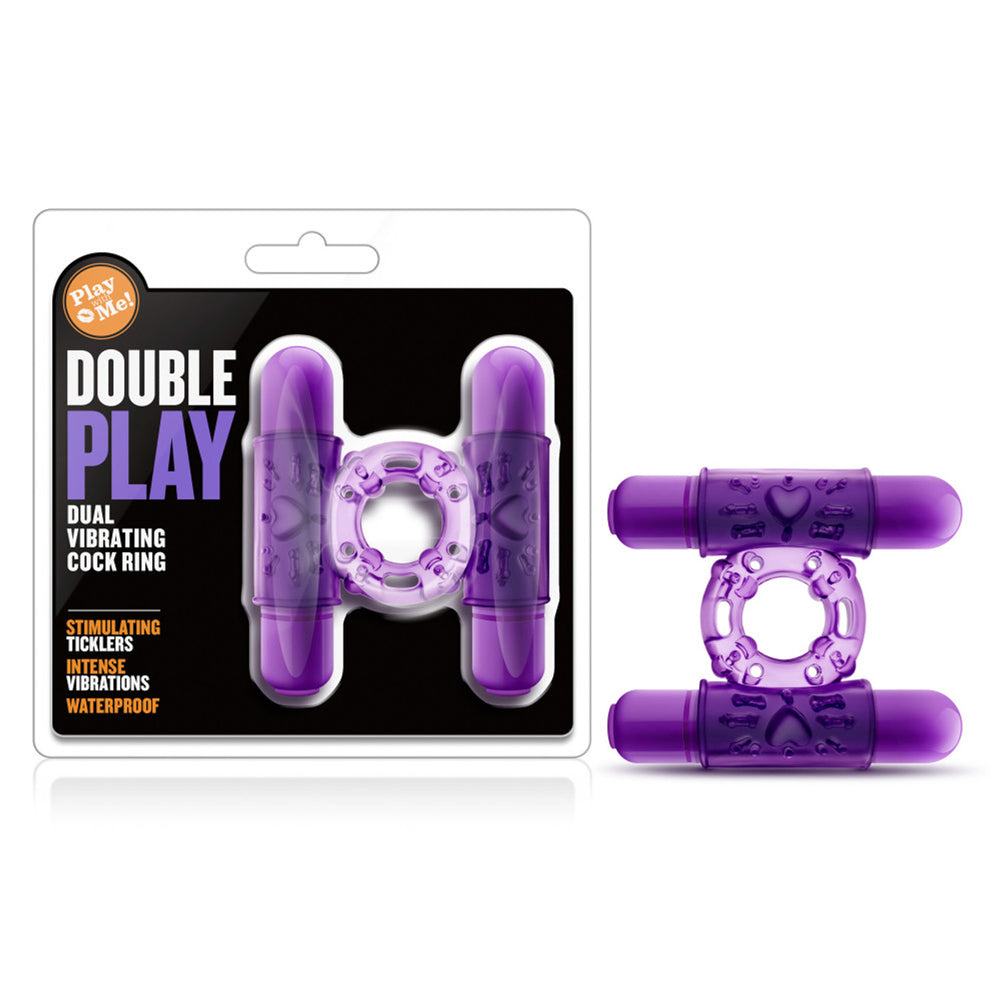 Play With Me Double Play Dual Vibrating Penisring Purple | 853858007956 | Discreet Personal Wellness