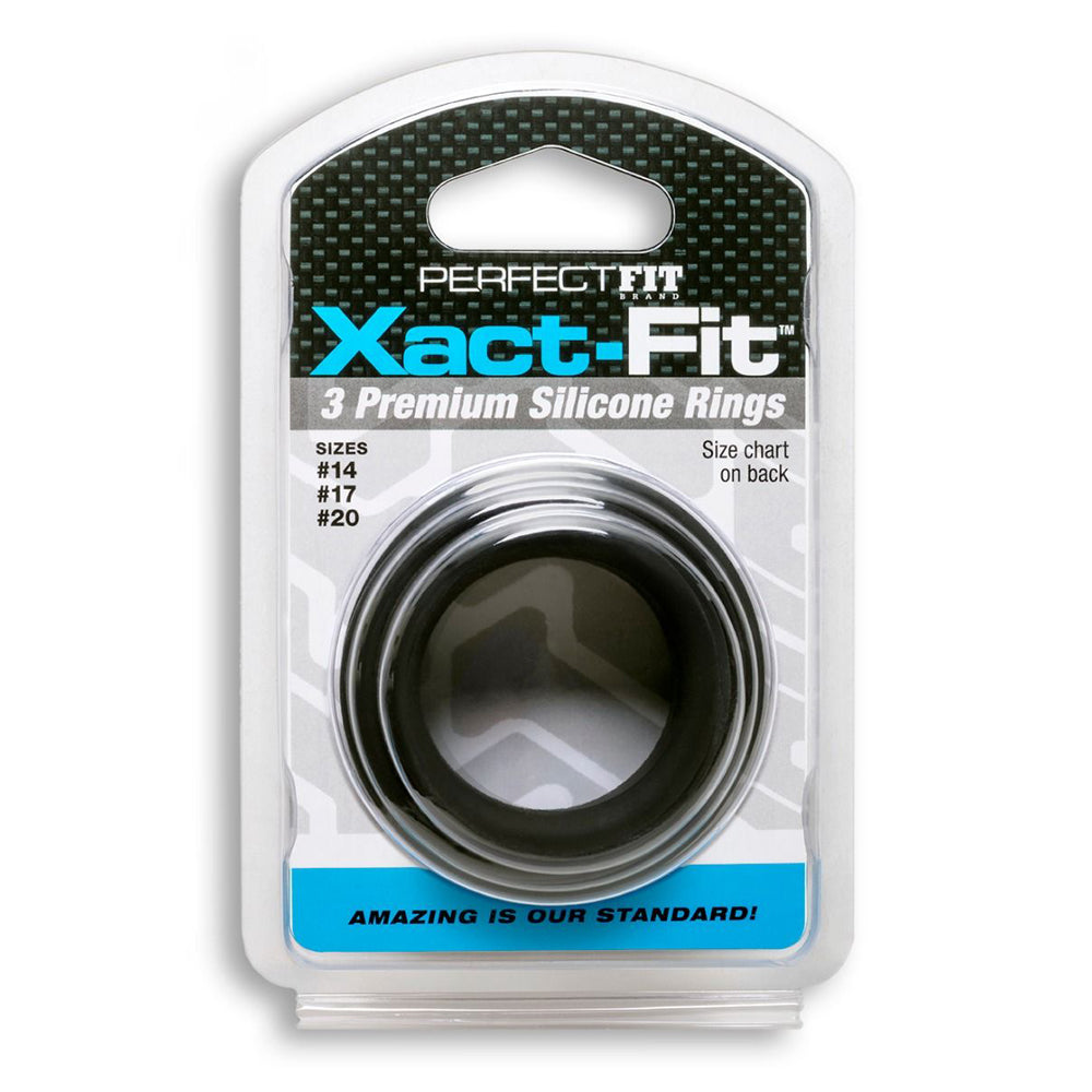 Xact-Fit Silicone Rings #14, #17, #20 Mixed Black | 854854005809 | Discreet Personal Wellness