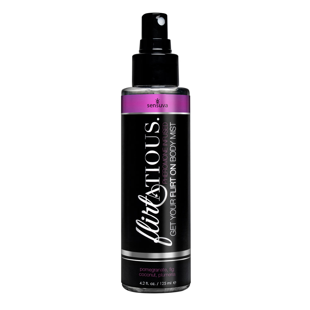 Flirtatious Pomegranate Fig Coconut & Plumeria Body Mist 4.2 oz. | 855559007563 | Discreet Personal Wellness