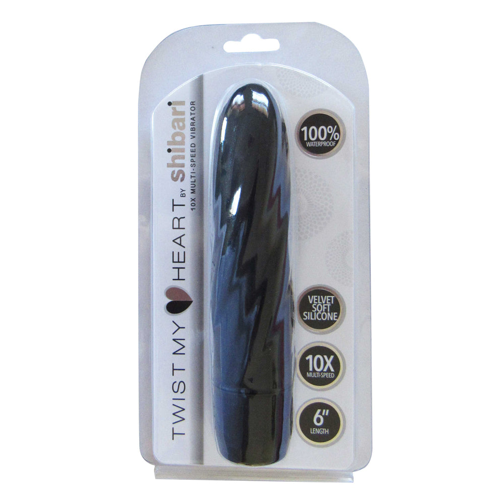 Shibari 6" Twist My Heart 10X Vibrator Black | 859612003745 | Discreet Personal Wellness